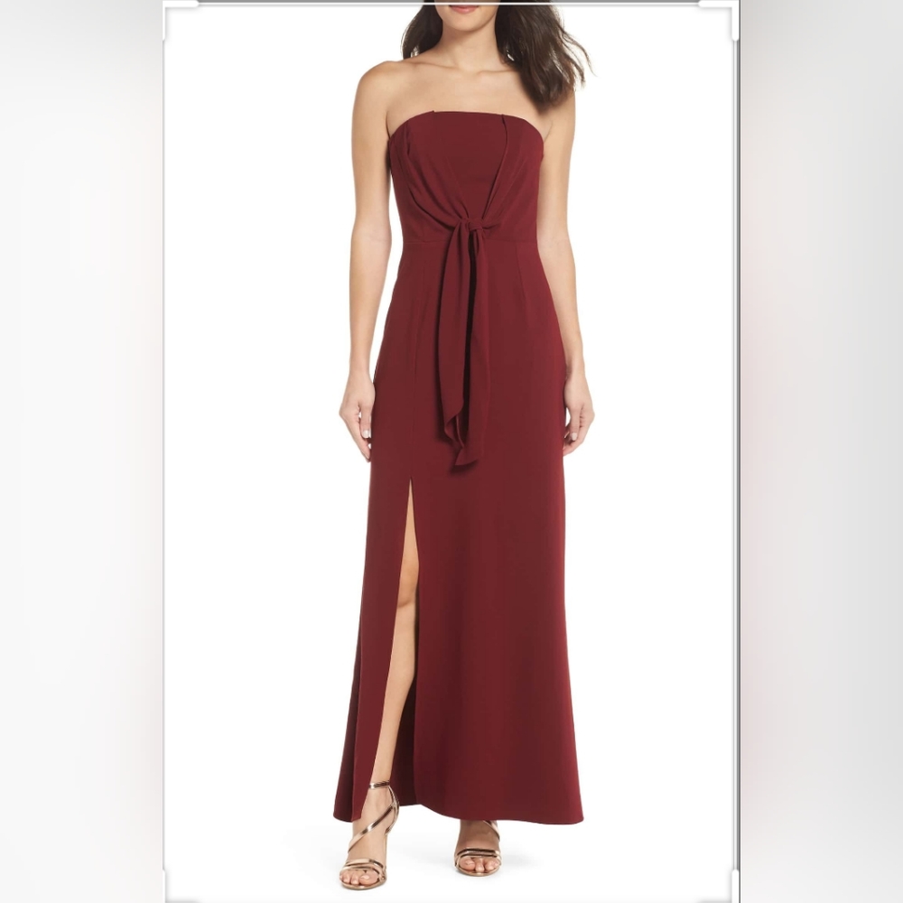 Harlyn Strapless maxi Evening Gown garnet